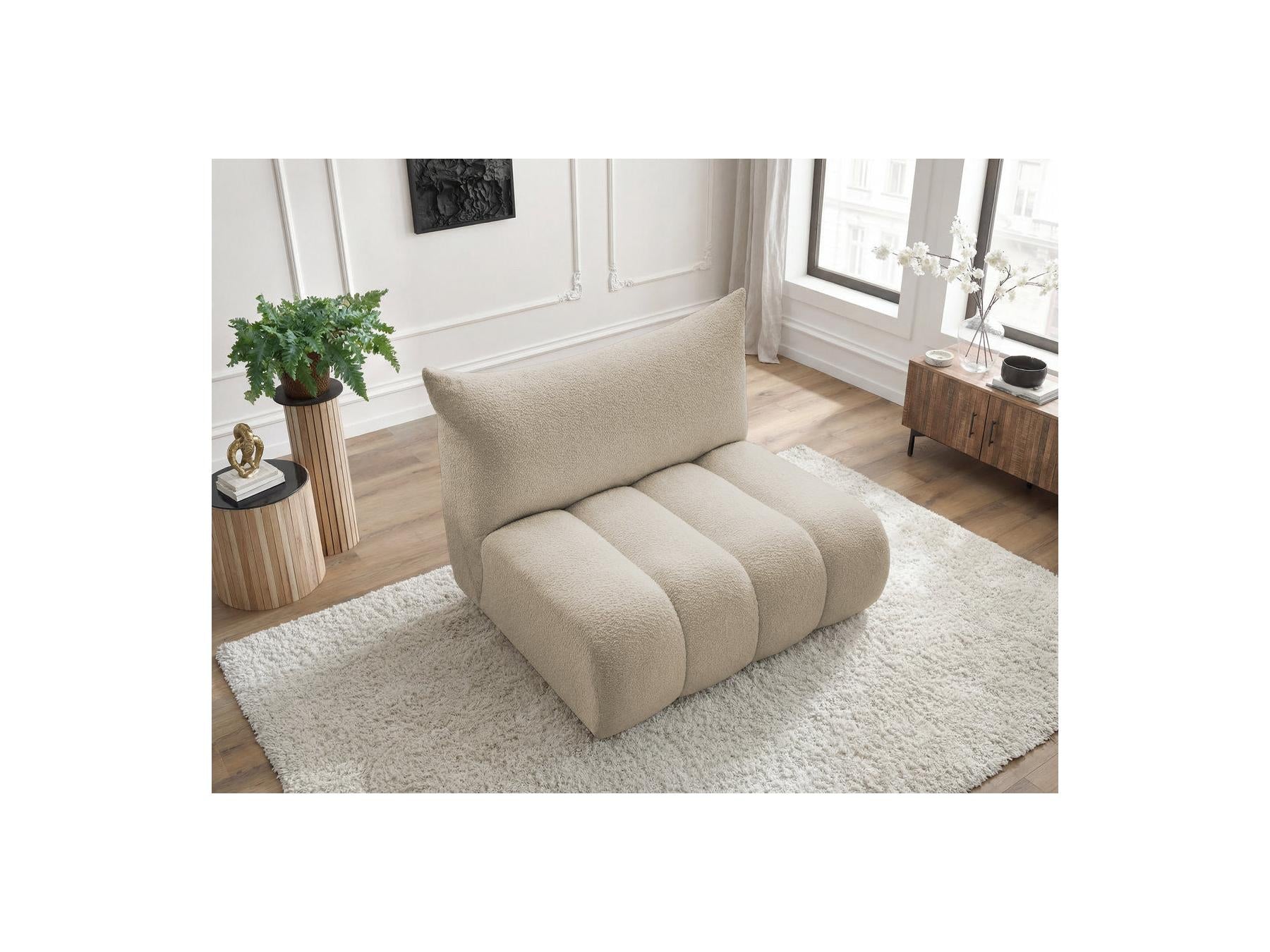 Azra - Chauffeuse 2 Places Sans Accoudoir Pour Canapé Modulable - Tissu Bouclette