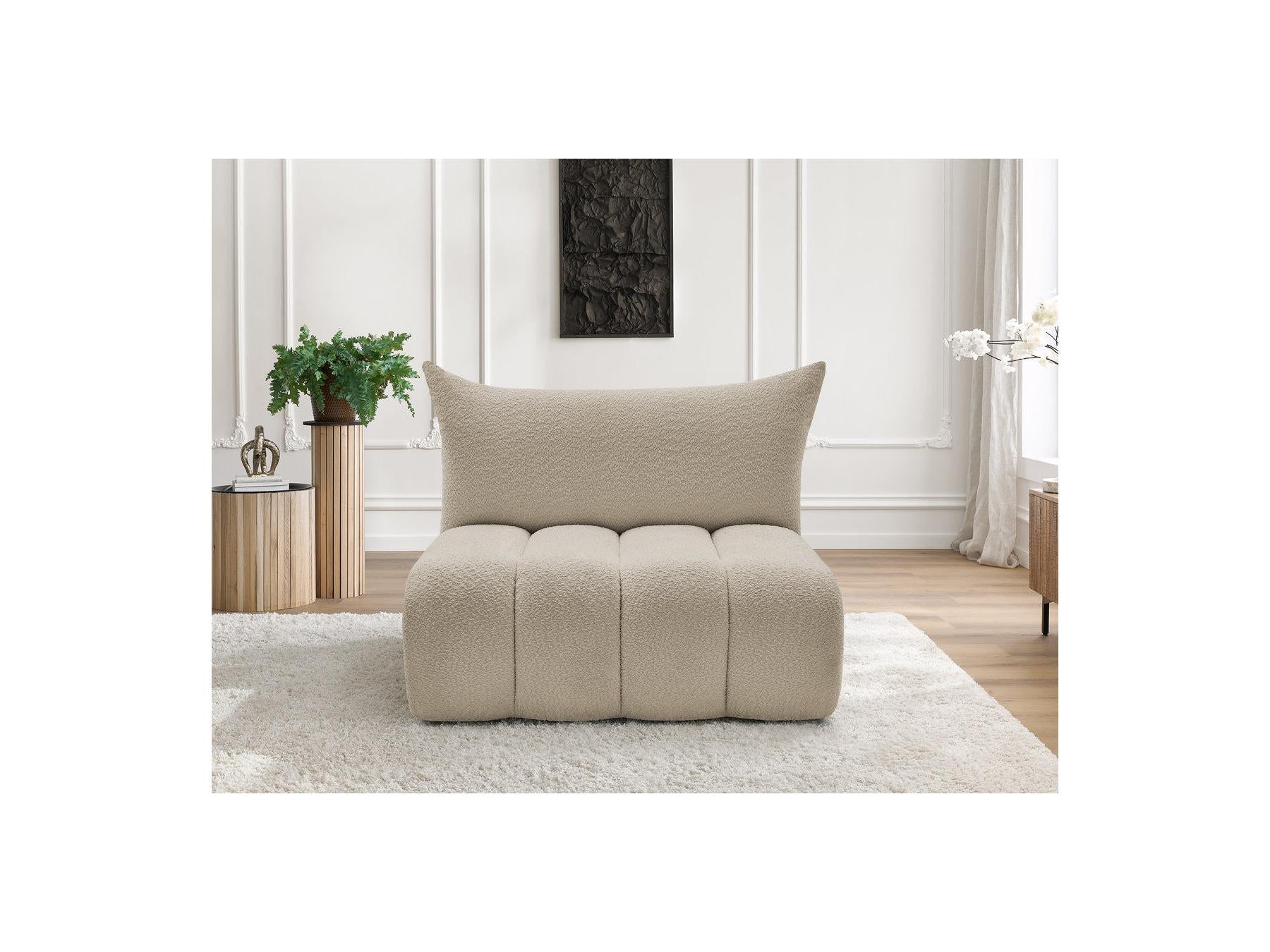 Azra - Chauffeuse 2 Places Sans Accoudoir Pour Canapé Modulable - Tissu Bouclette