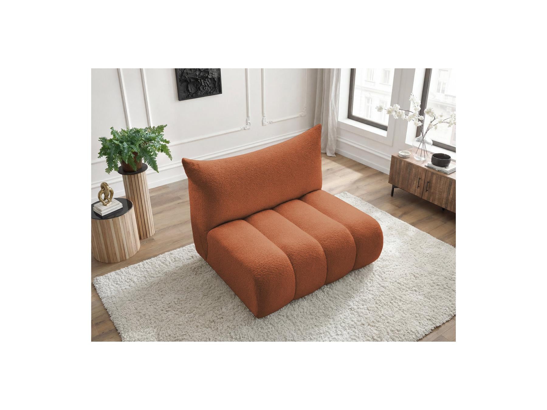 Azra - Chauffeuse 2 Places Sans Accoudoir Pour Canapé Modulable - Tissu Bouclette