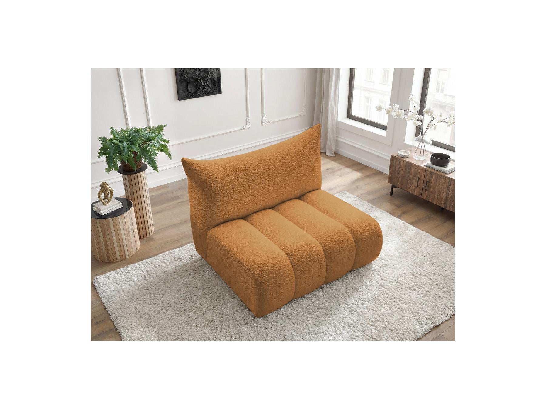 Azra - Chauffeuse 2 Places Sans Accoudoir Pour Canapé Modulable - Tissu Bouclette