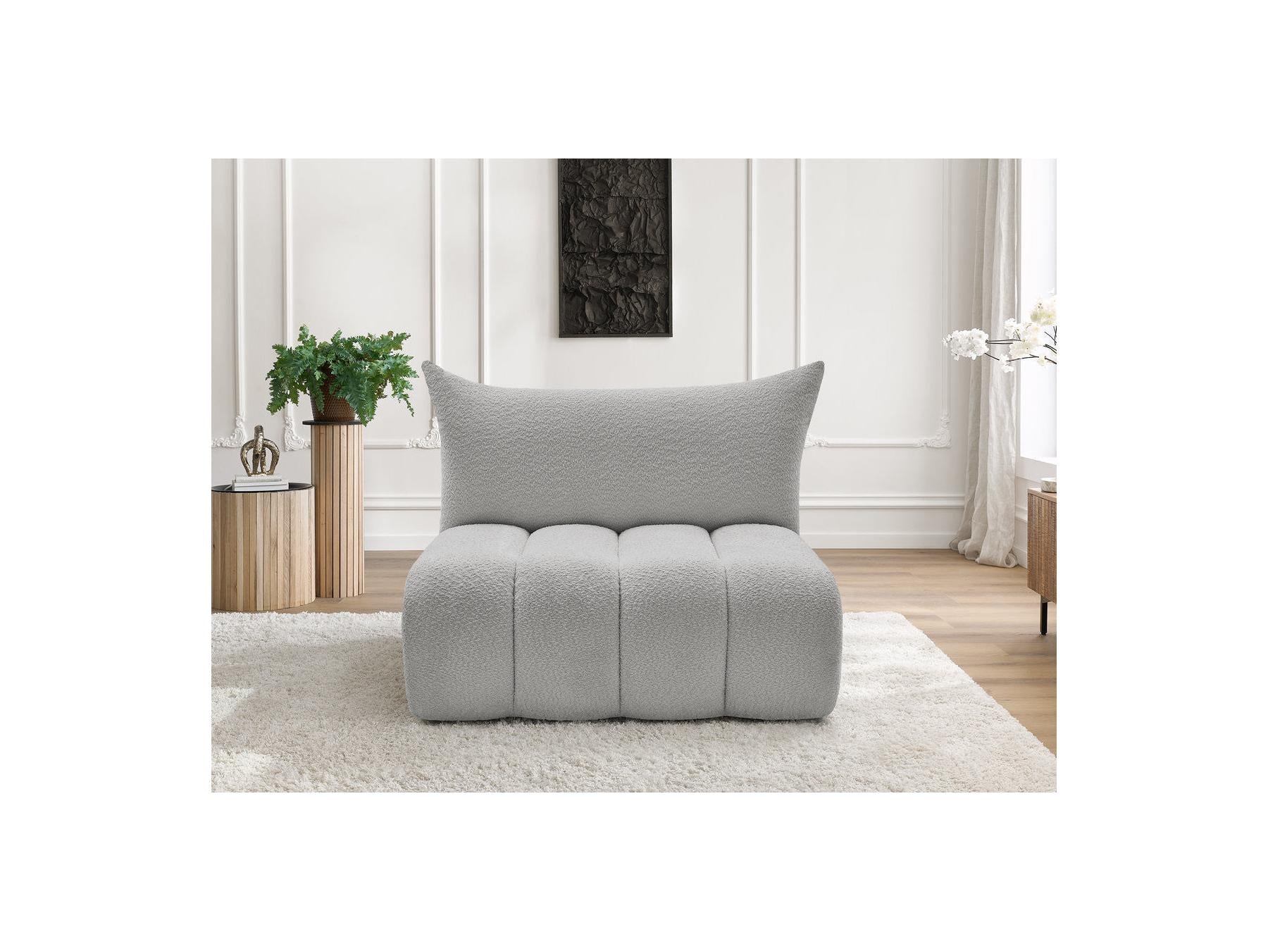 Azra - Chauffeuse 2 Places Sans Accoudoir Pour Canapé Modulable - Tissu Bouclette