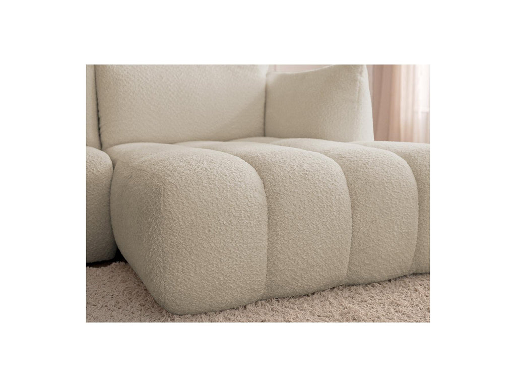 Azra - Canapé D'Angle Fixe Modulable - Tissu Bouclette - Angle Droit