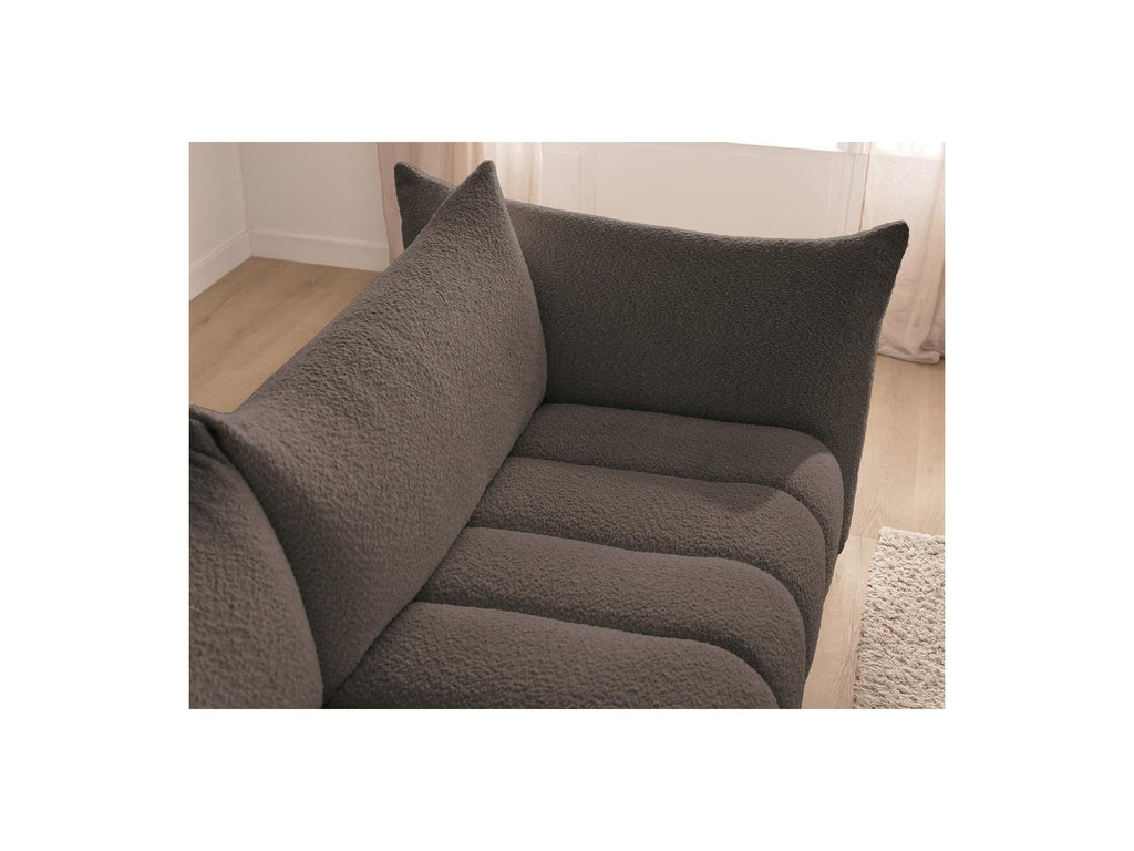 Azra - Canapé D'Angle Fixe Modulable - Tissu Bouclette - Angle Droit