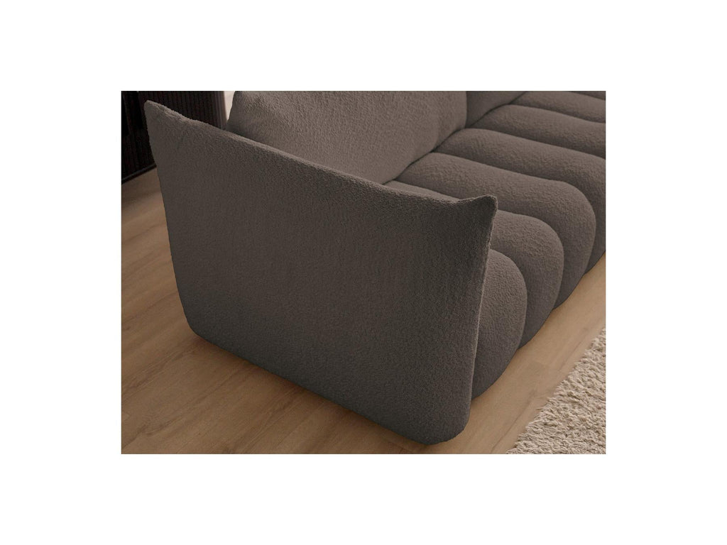 Azra - Canapé D'Angle Fixe Modulable - Tissu Bouclette - Angle Droit