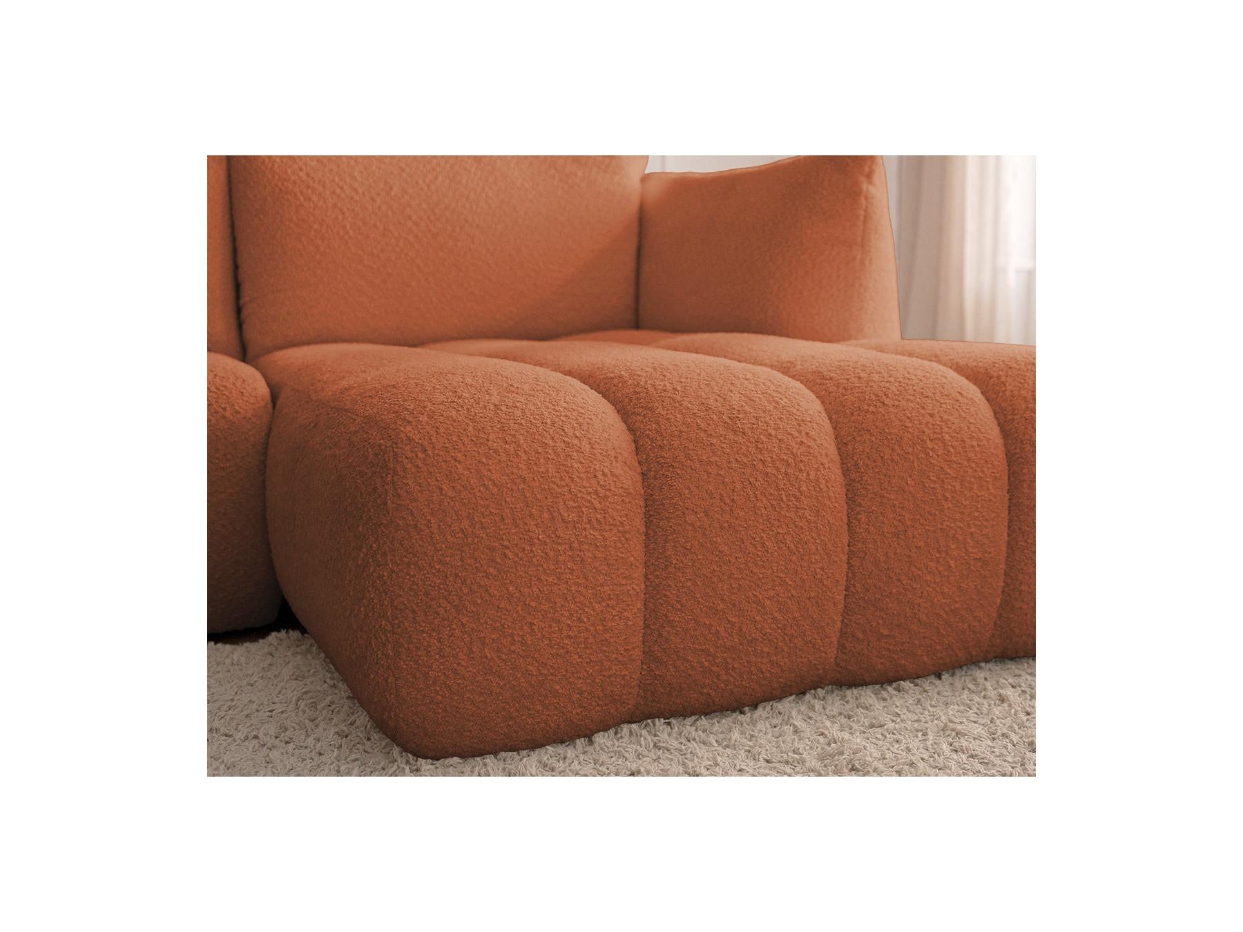 Azra - Canapé D'Angle Fixe Modulable - Tissu Bouclette - Angle Droit
