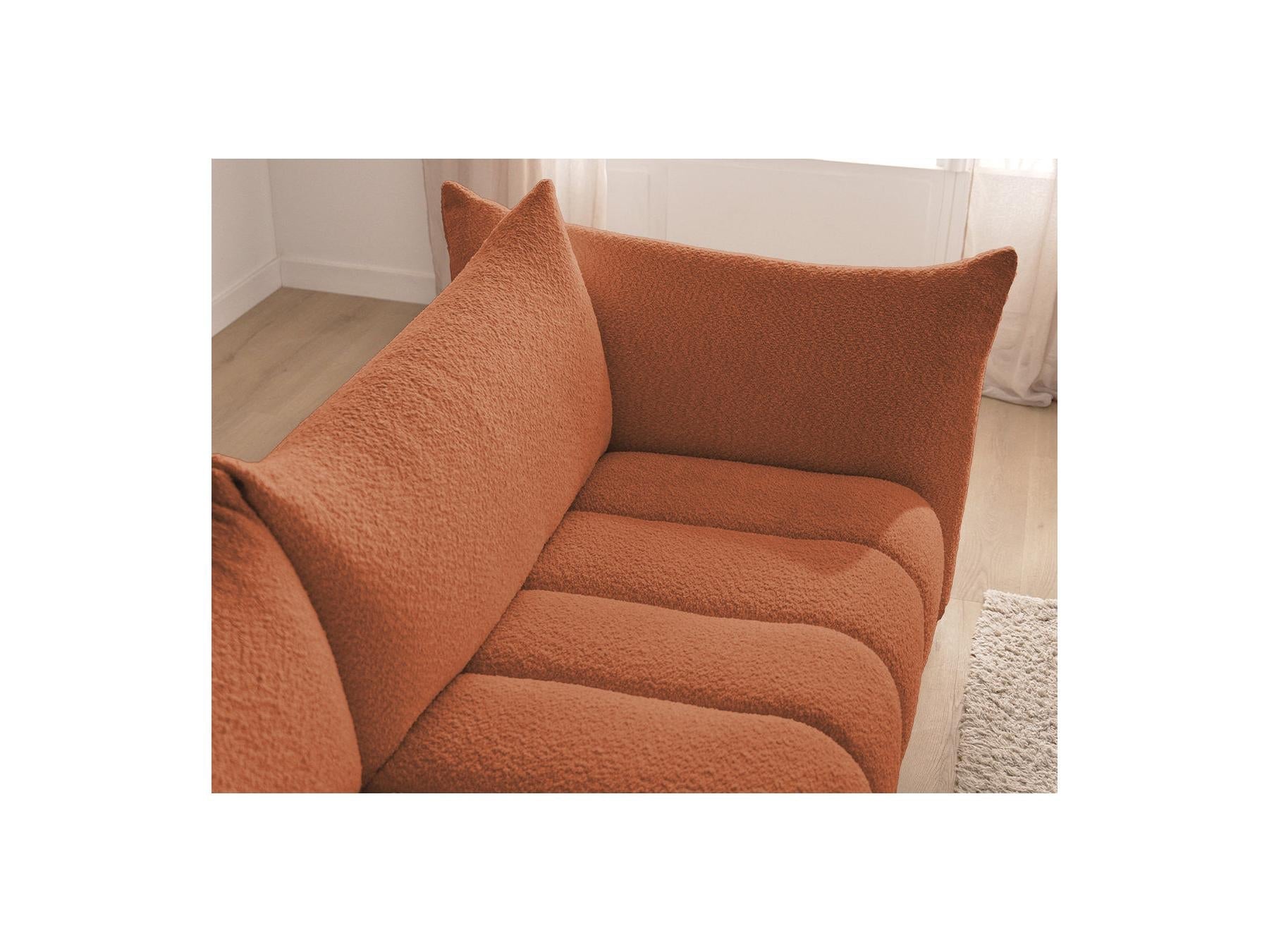 Azra - Canapé D'Angle Fixe Modulable - Tissu Bouclette - Angle Droit