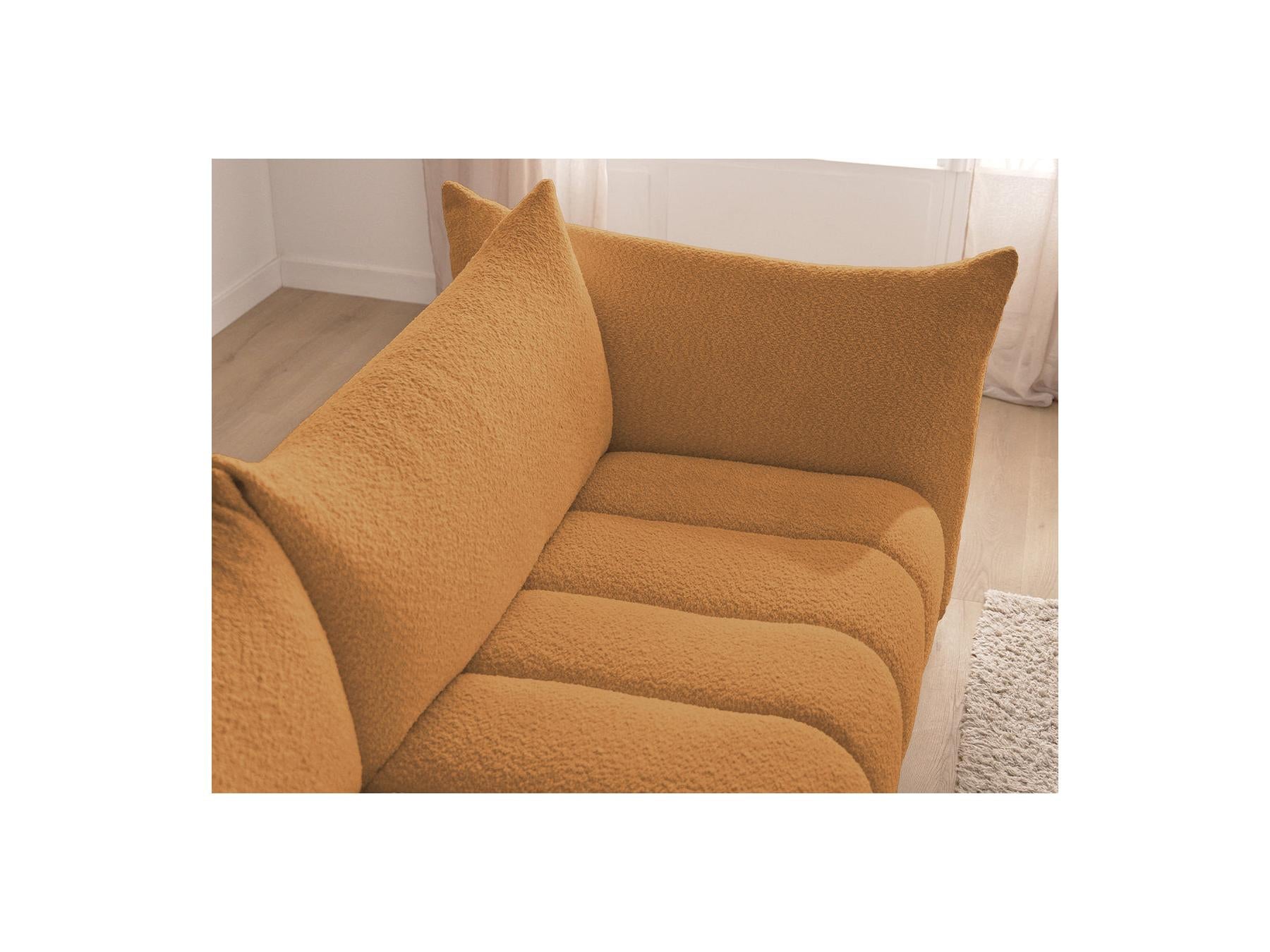 Azra - Canapé D'Angle Fixe Modulable - Tissu Bouclette - Angle Droit