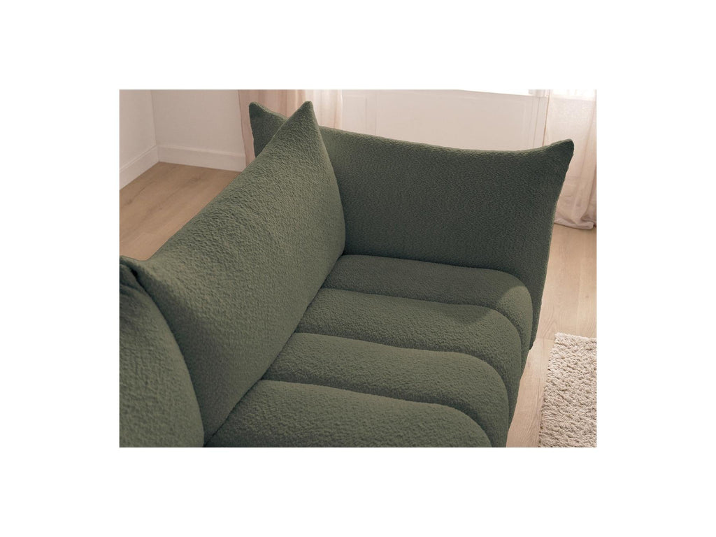 Azra - Canapé D'Angle Fixe Modulable - Tissu Bouclette - Angle Droit