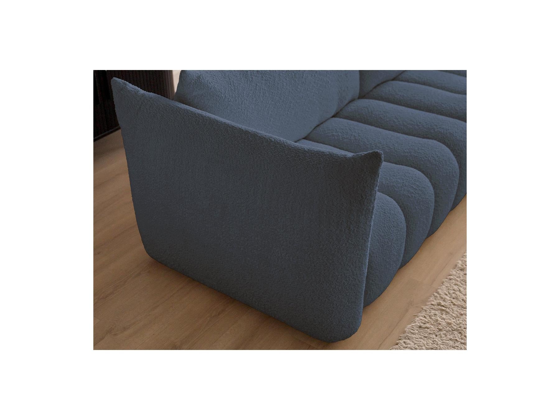 Azra - Canapé D'Angle Fixe Modulable - Tissu Bouclette - Angle Droit