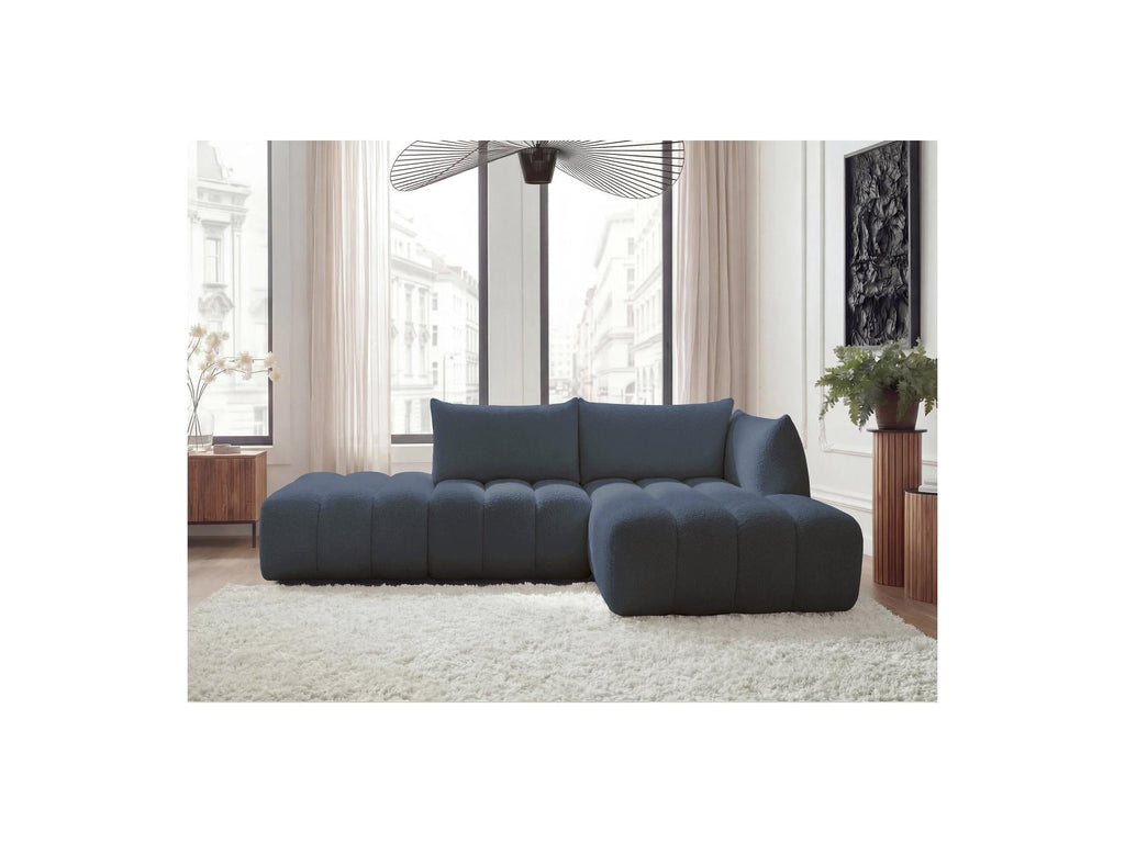 Azra - Canapé D'Angle Fixe Modulable - Tissu Bouclette - Angle Droit