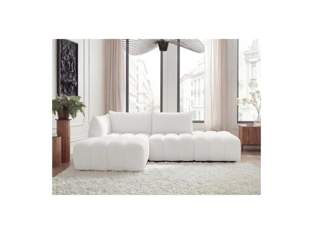 Azra - Canapé D'Angle Fixe Modulable - Tissu Bouclette - Angle Gauche
