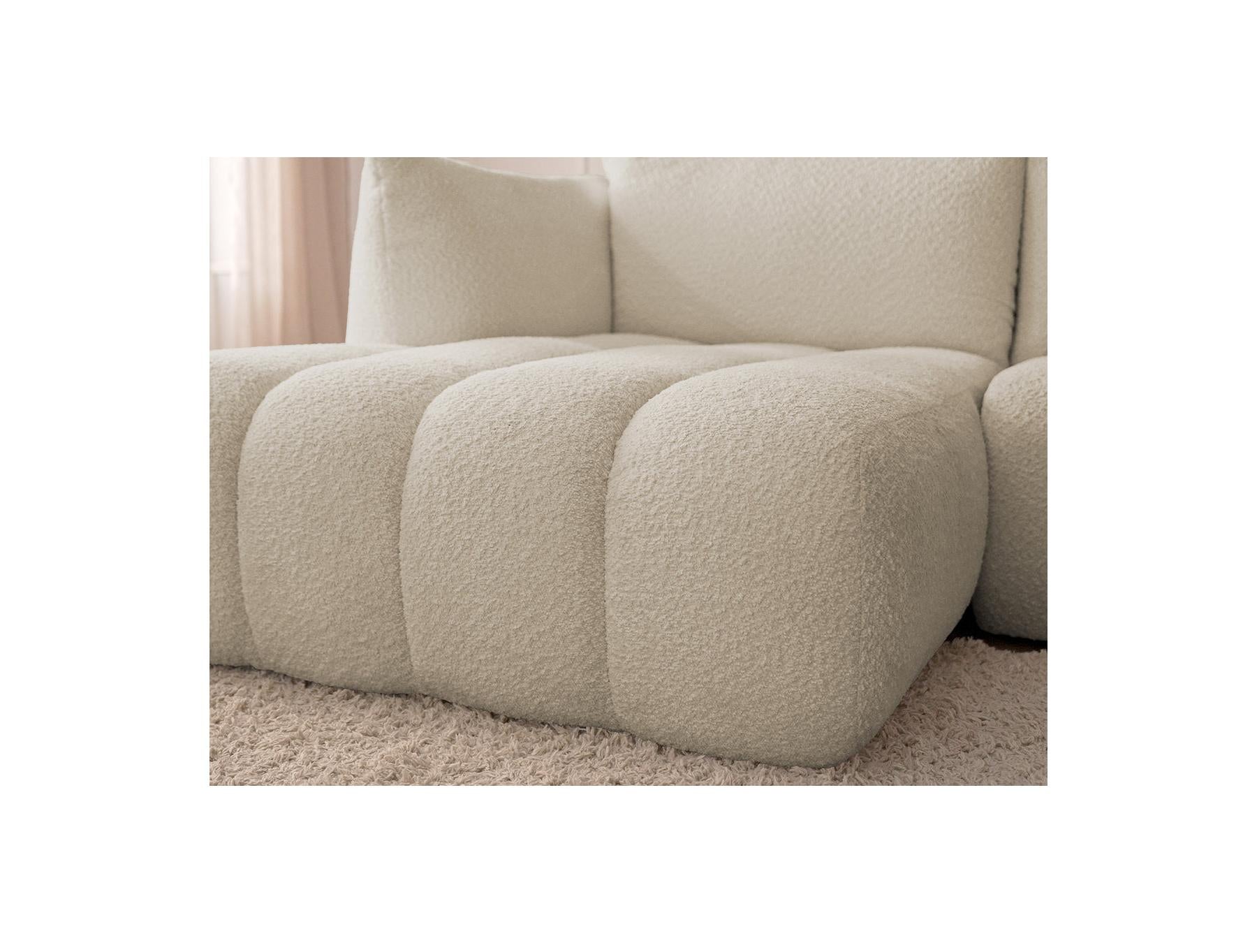 Azra - Canapé D'Angle Fixe Modulable - Tissu Bouclette - Angle Gauche