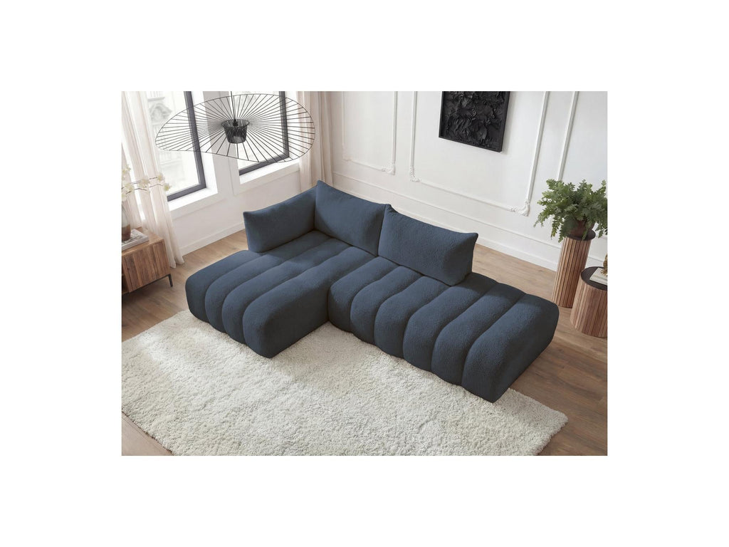 Azra - Canapé D'Angle Fixe Modulable - Tissu Bouclette - Angle Gauche