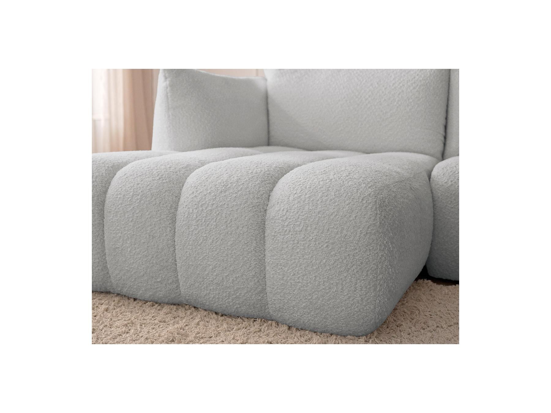 Azra - Canapé D'Angle Fixe Modulable - Tissu Bouclette - Angle Gauche