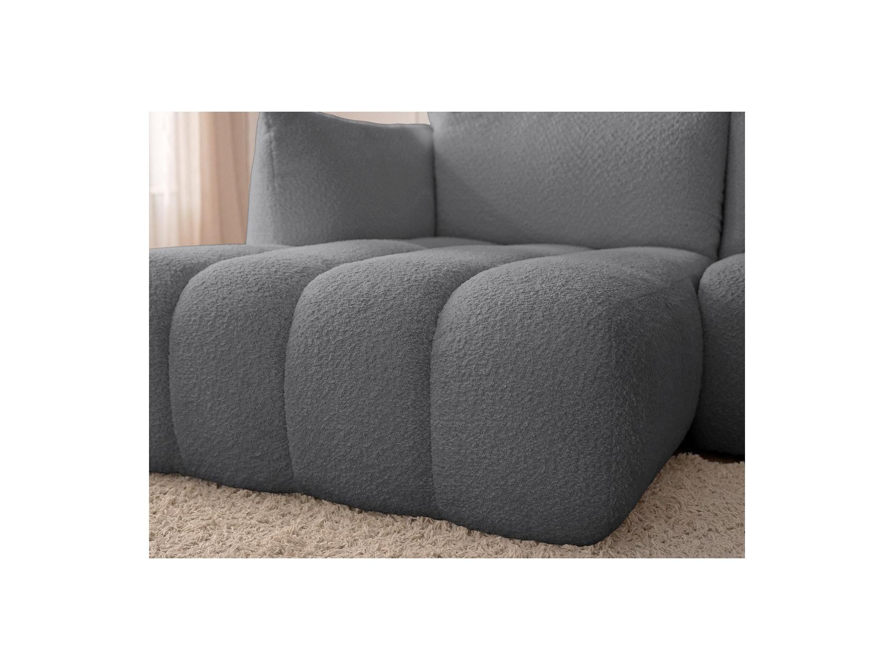 Azra - Canapé D'Angle Fixe Modulable - Tissu Bouclette - Angle Gauche