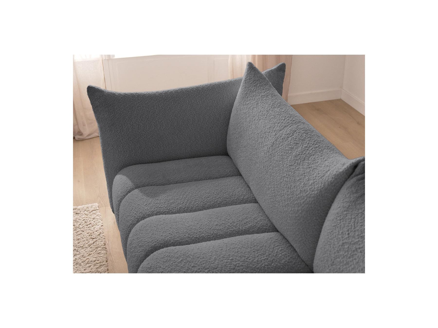 Azra - Canapé D'Angle Fixe Modulable - Tissu Bouclette - Angle Gauche