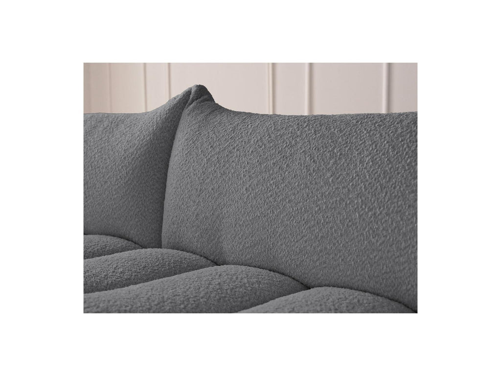 Azra - Canapé D'Angle Fixe Modulable - Tissu Bouclette - Angle Gauche