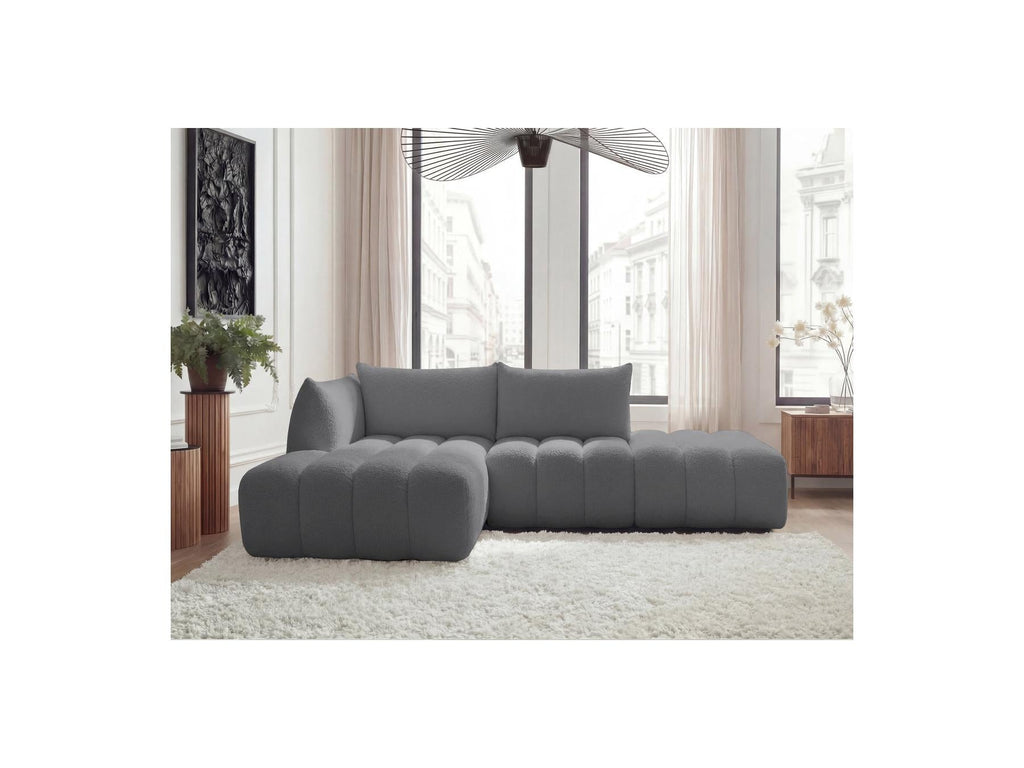 Azra - Canapé D'Angle Fixe Modulable - Tissu Bouclette - Angle Gauche