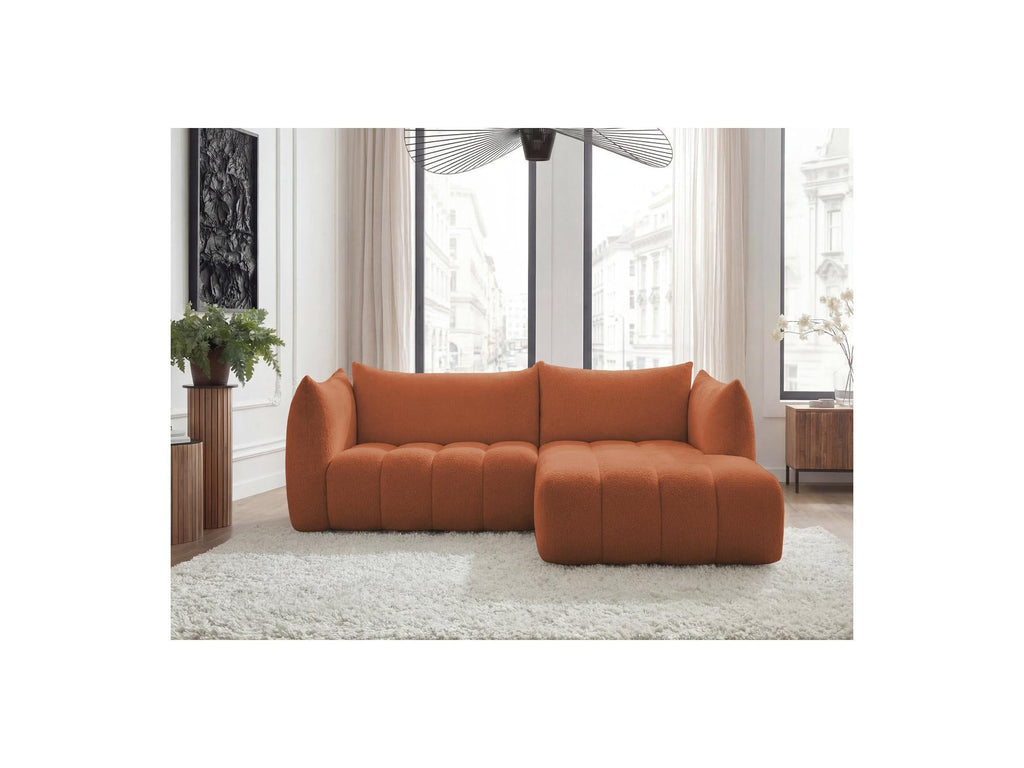 Azra - Canapé D'Angle Fixe - Tissu Bouclette - Angle Droit