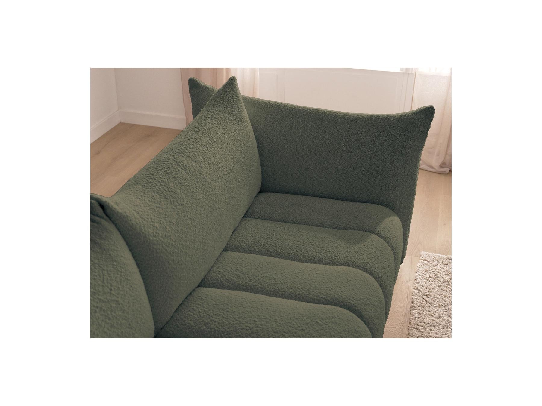 Azra - Canapé D'Angle Fixe - Tissu Bouclette - Angle Droit