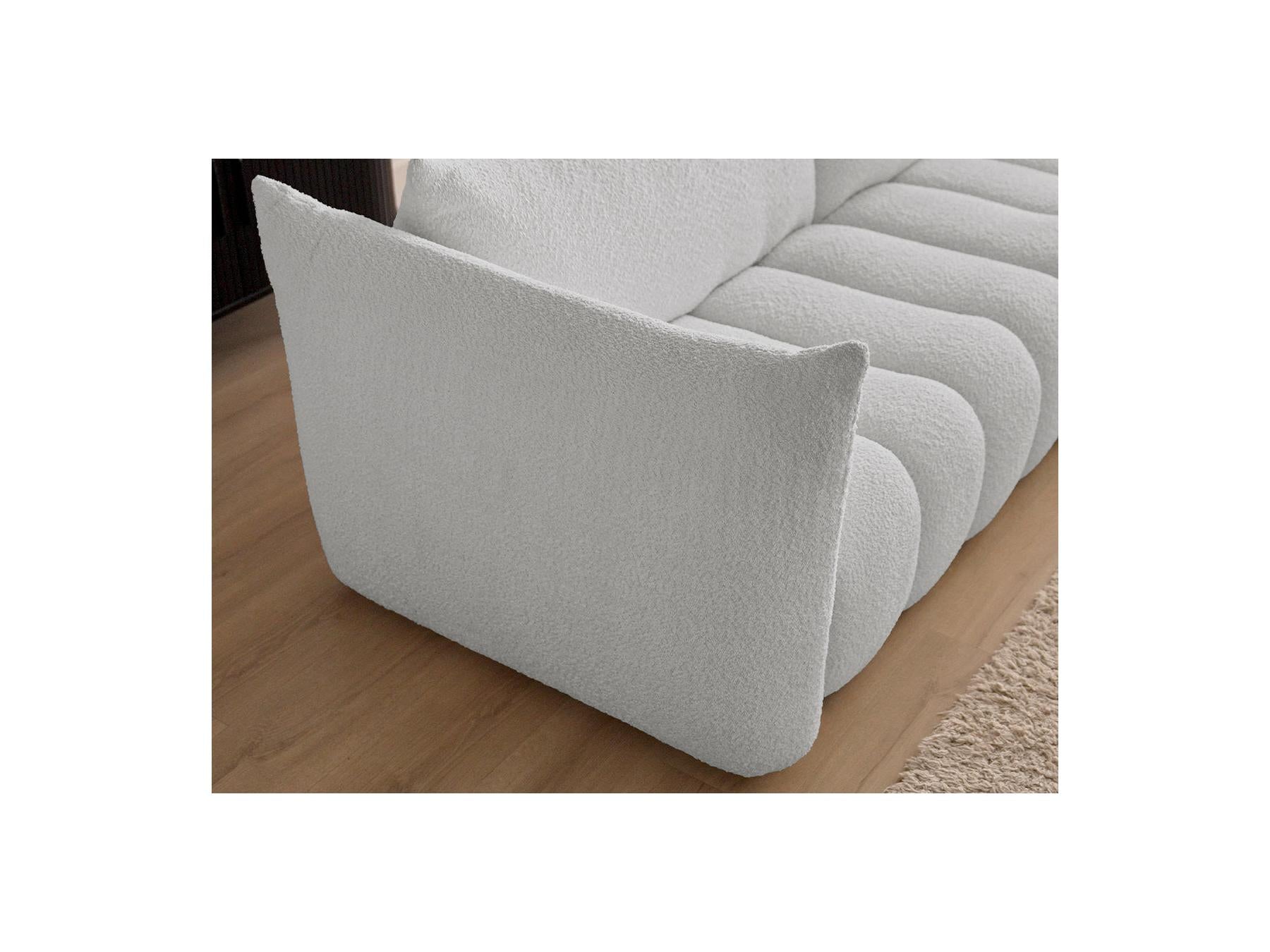Azra - Canapé D'Angle Fixe - Tissu Bouclette - Angle Droit