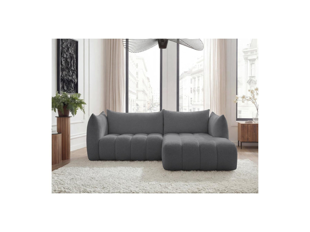 Azra - Canapé D'Angle Fixe - Tissu Bouclette - Angle Droit