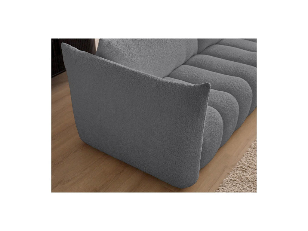 Azra - Canapé D'Angle Fixe - Tissu Bouclette - Angle Droit
