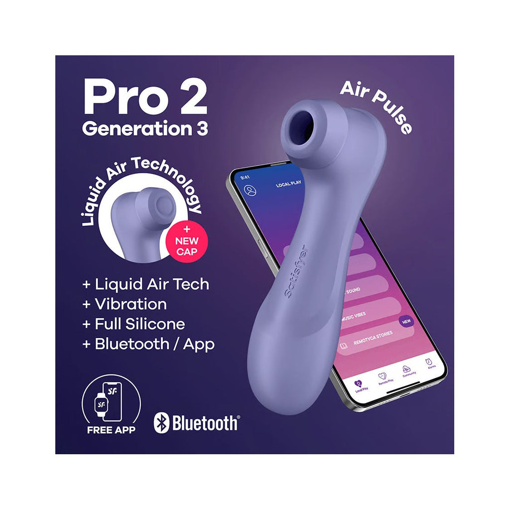 Stimulateur Clitoridien - Pro 2 Generation 3
With Liquid Air Technology, Vibration And Bluetooth/App Lilac - Lavande