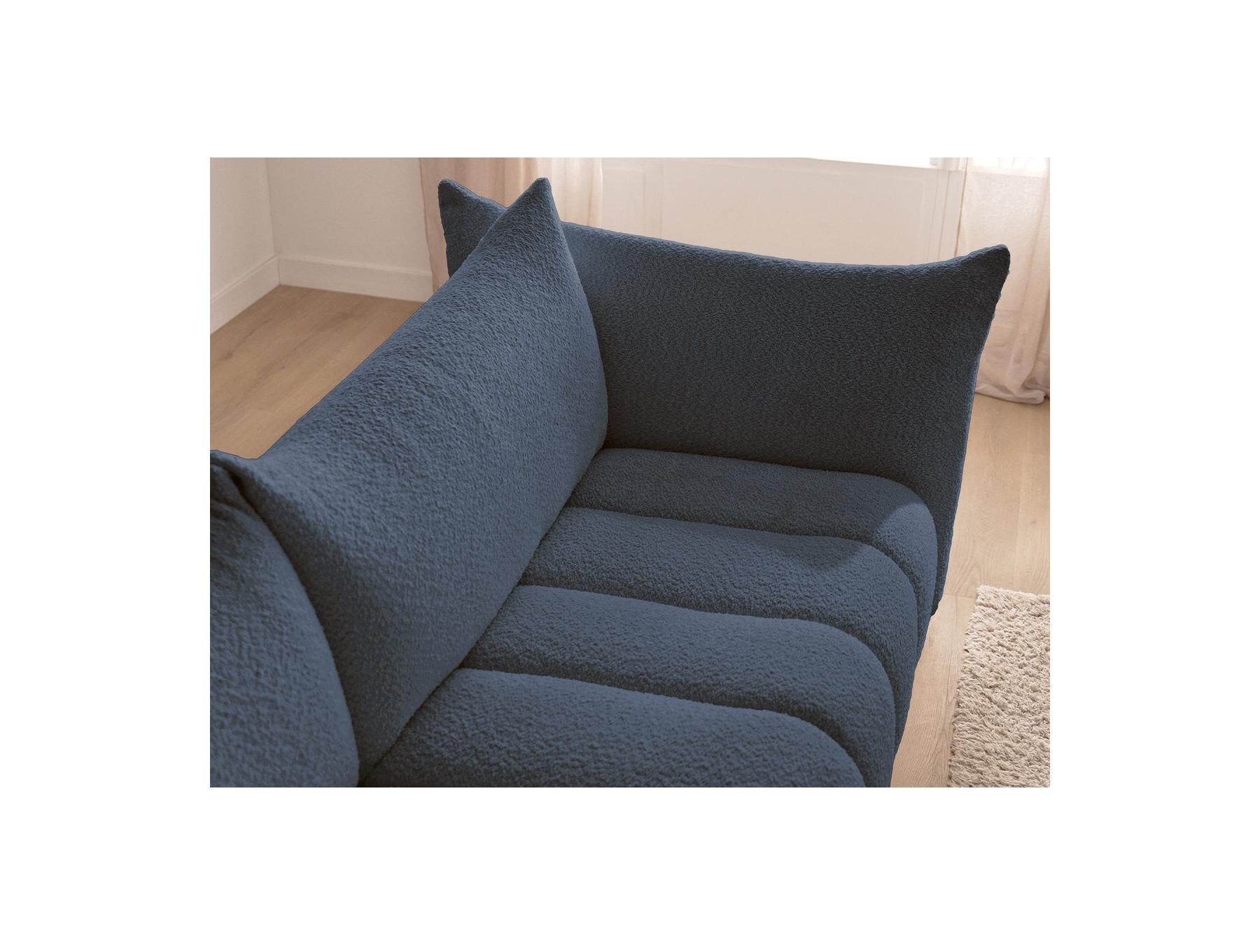 Azra - Canapé Incurvé Fixe 4 Places - Tissu Bouclette - Angle Droit