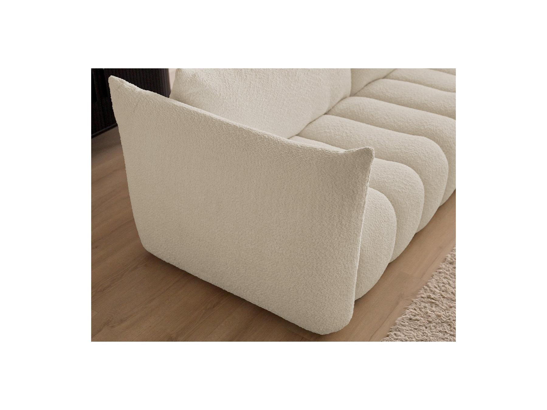 Azra - Canapé Droit Fixe 3 Places - Tissu Bouclette