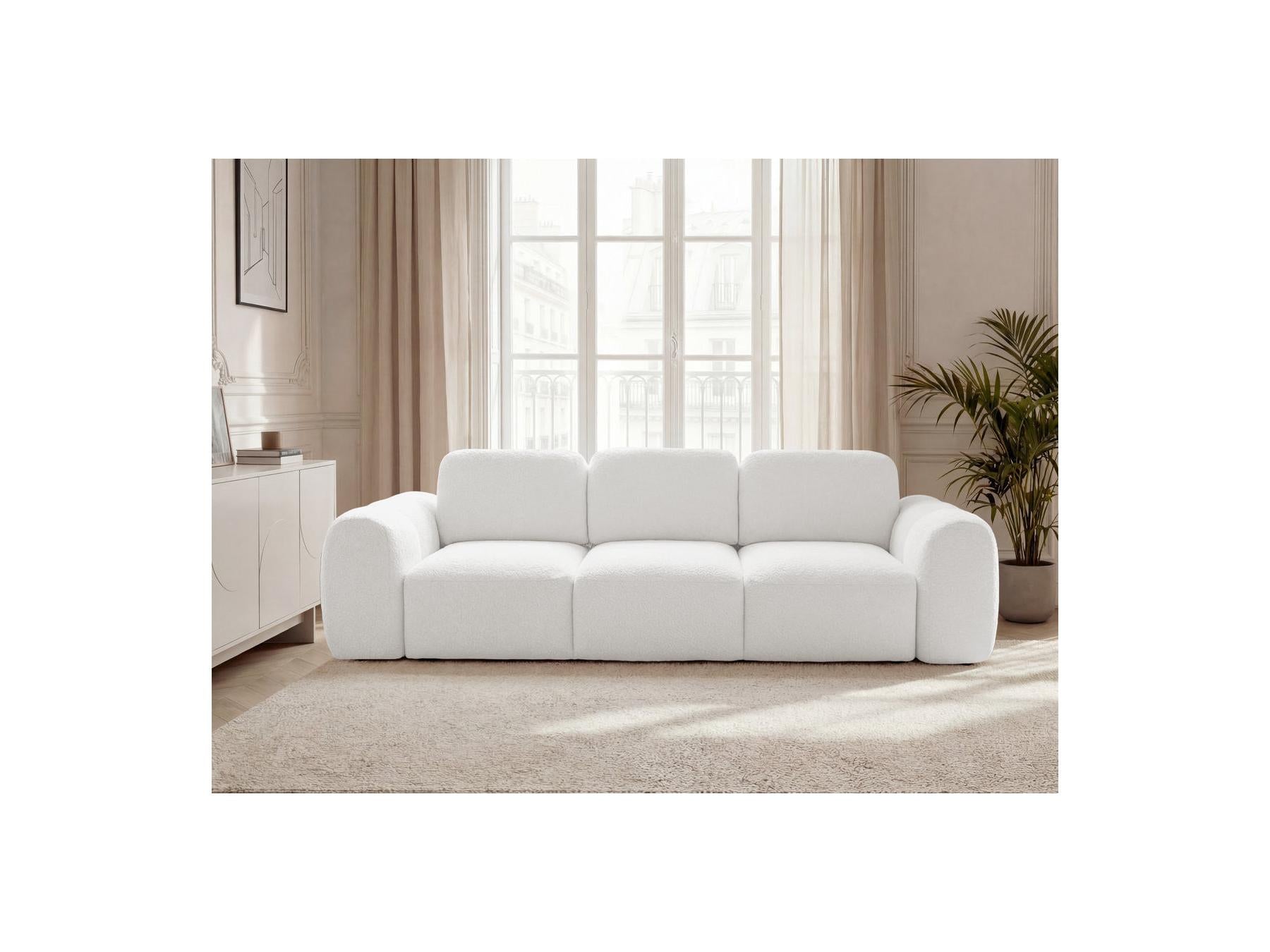 Montaigne - Canapé Droit Convertible Coffre 3 Places - Tissu Bouclette