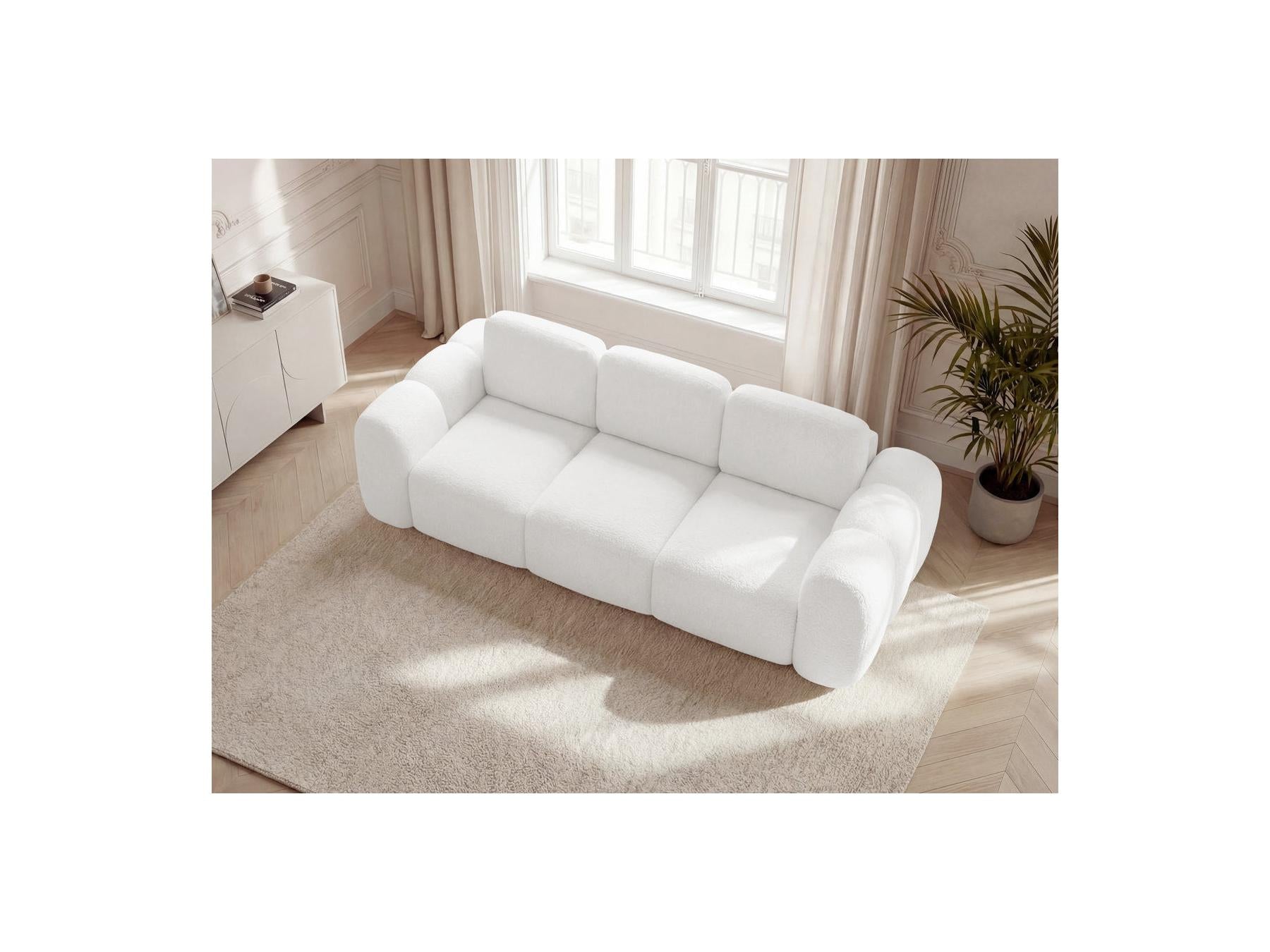Montaigne - Canapé Droit Convertible Coffre 3 Places - Tissu Bouclette