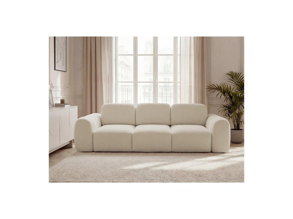 Montaigne - Canapé Droit Convertible Coffre 3 Places - Tissu Bouclette