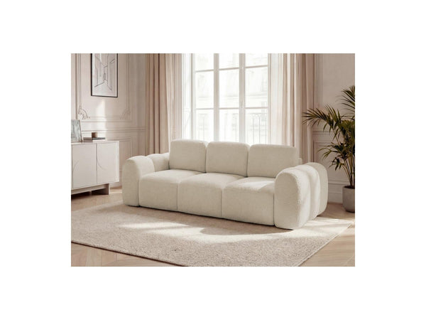 Montaigne - Canapé Droit Convertible Coffre 3 Places - Tissu Bouclette