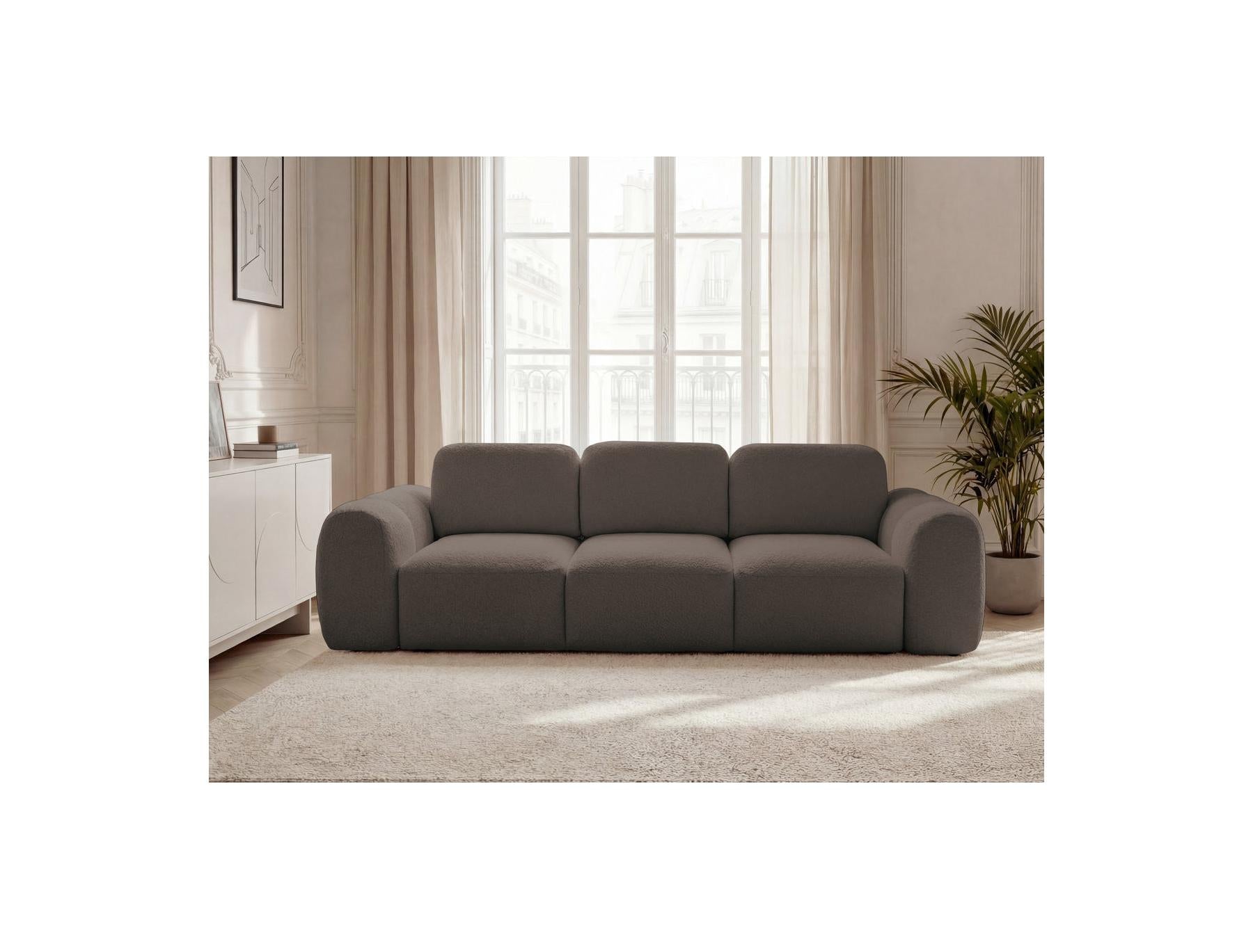 Montaigne - Canapé Droit Convertible Coffre 3 Places - Tissu Bouclette