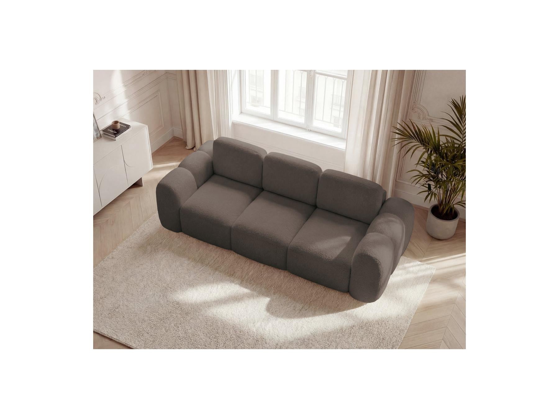 Montaigne - Canapé Droit Convertible Coffre 3 Places - Tissu Bouclette