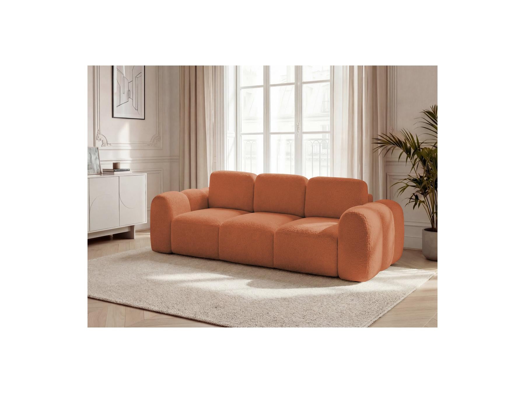 Montaigne - Canapé Droit Convertible Coffre 3 Places - Tissu Bouclette