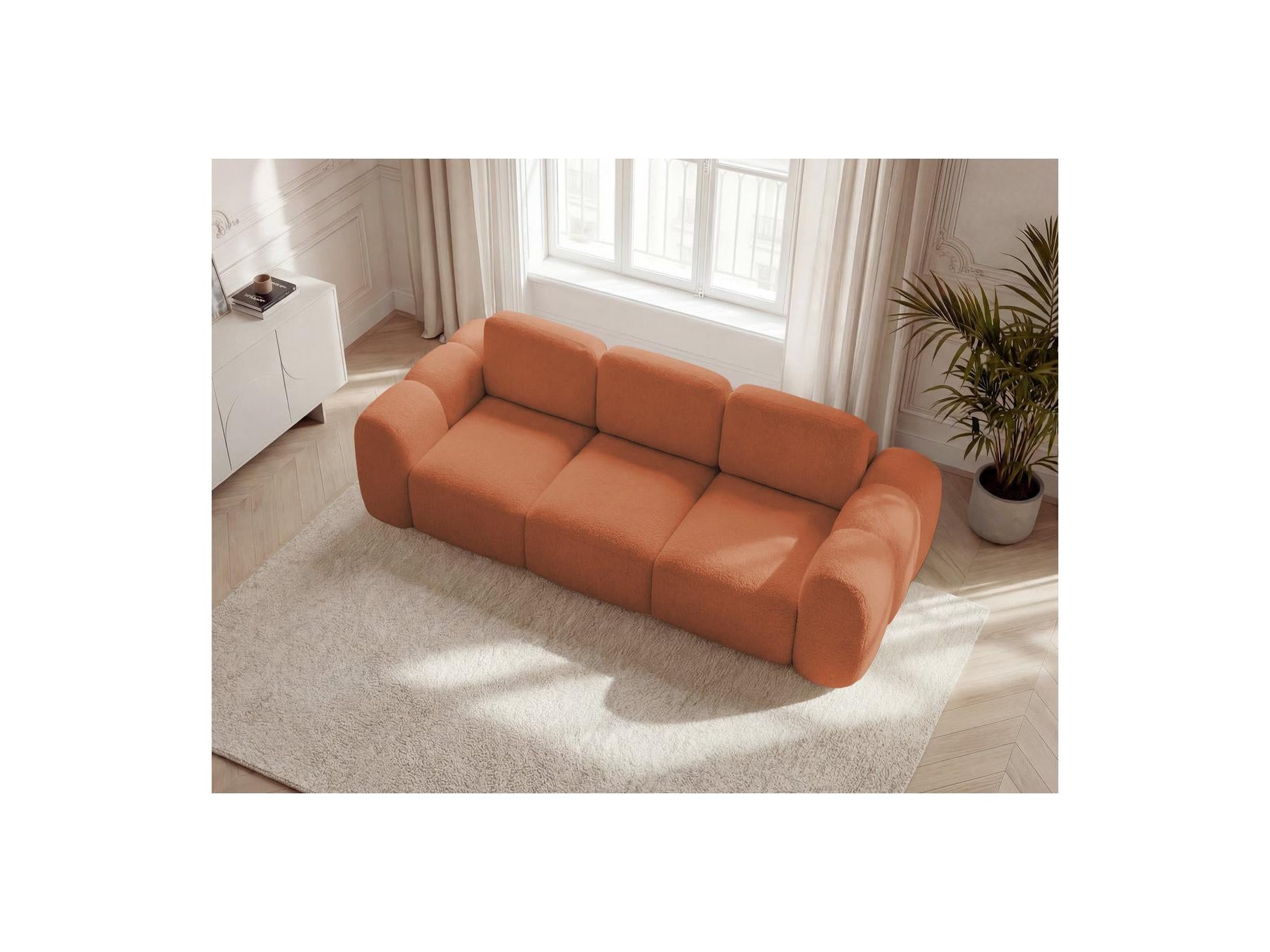 Montaigne - Canapé Droit Convertible Coffre 3 Places - Tissu Bouclette