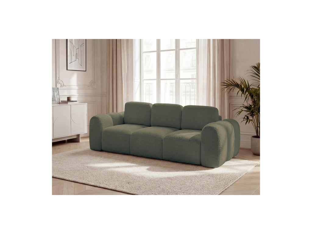 Montaigne - Canapé Droit Convertible Coffre 3 Places - Tissu Bouclette