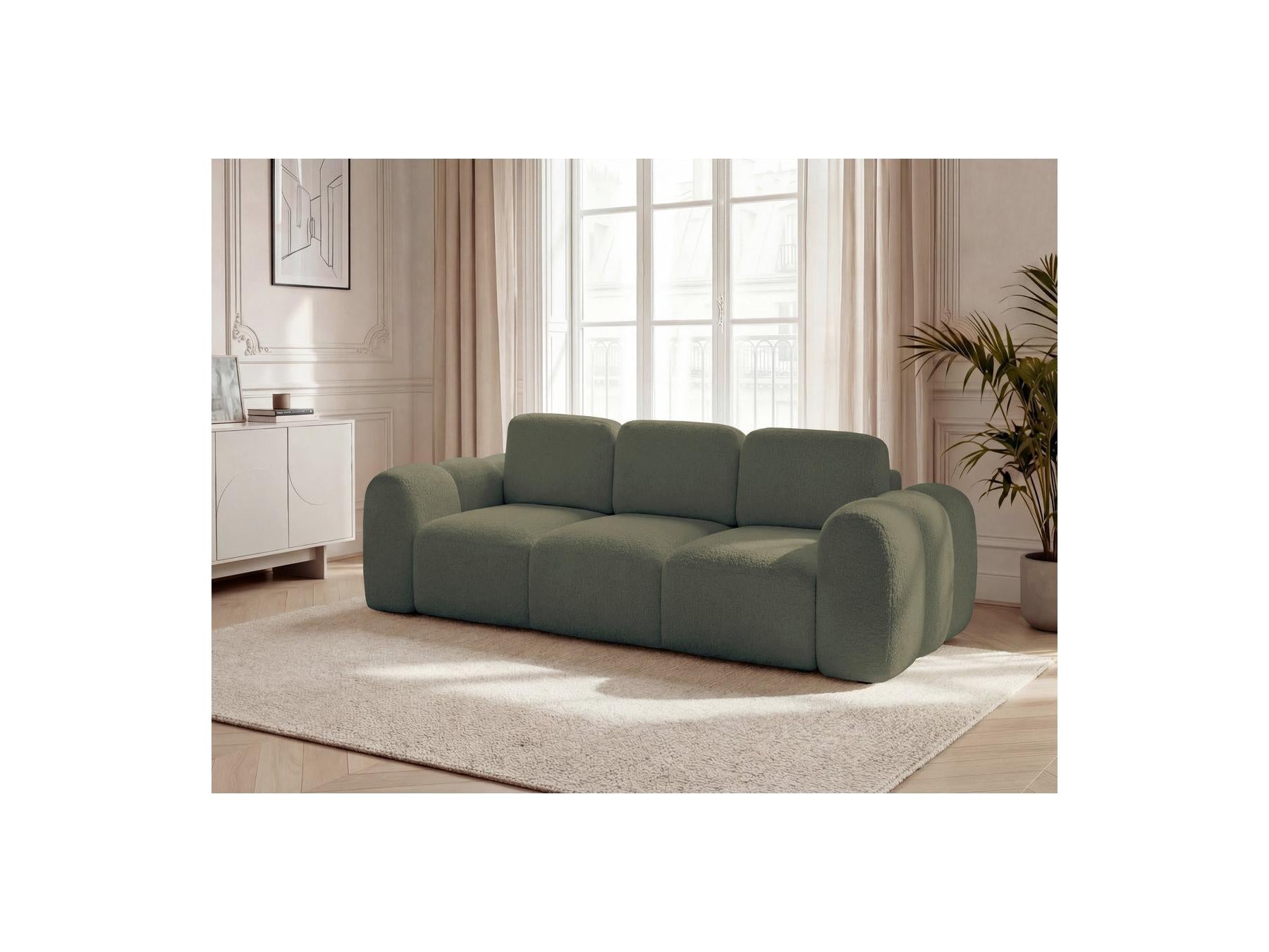 Montaigne - Canapé Droit Convertible Coffre 3 Places - Tissu Bouclette