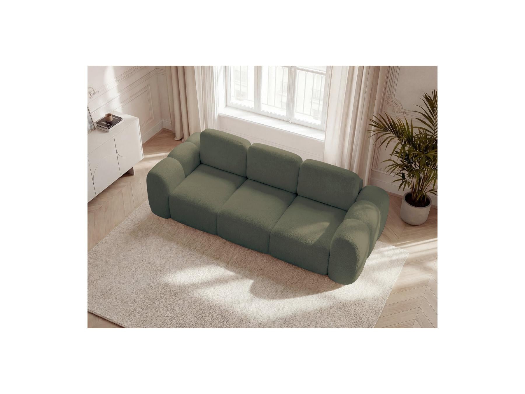 Montaigne - Canapé Droit Convertible Coffre 3 Places - Tissu Bouclette