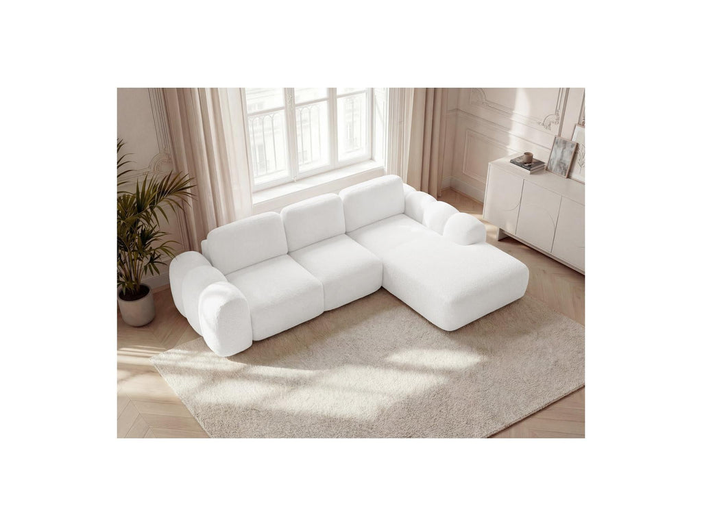 Montaigne - Canapé D'Angle Convertible Coffre Grande Méridienne - Tissu Bouclette - Angle Droit