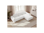 Montaigne - Canapé D'Angle Convertible Coffre Grande Méridienne - Tissu Bouclette - Angle Droit