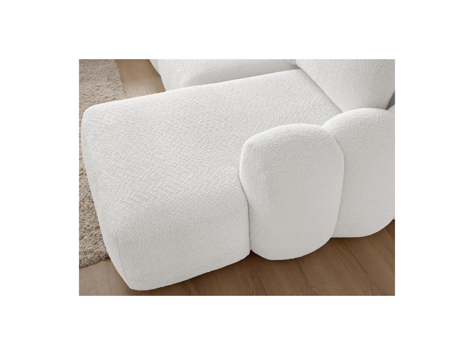 Montaigne - Canapé D'Angle Convertible Coffre Grande Méridienne - Tissu Bouclette - Angle Droit