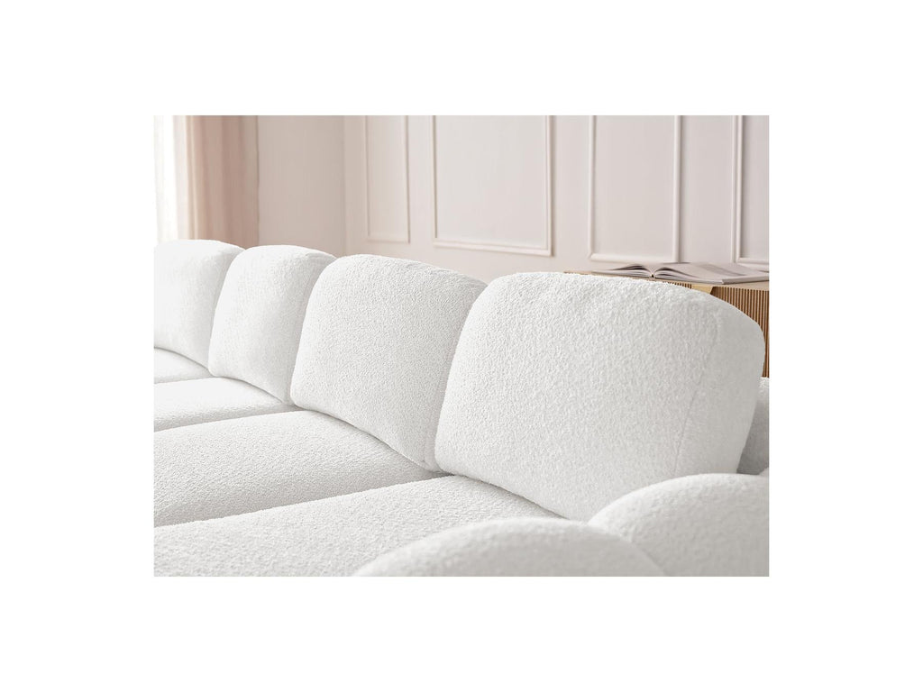 Montaigne - Canapé D'Angle Convertible Coffre Grande Méridienne - Tissu Bouclette - Angle Droit