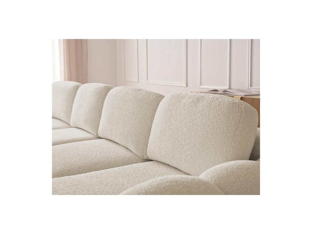 Montaigne - Canapé D'Angle Convertible Coffre Grande Méridienne - Tissu Bouclette - Angle Droit