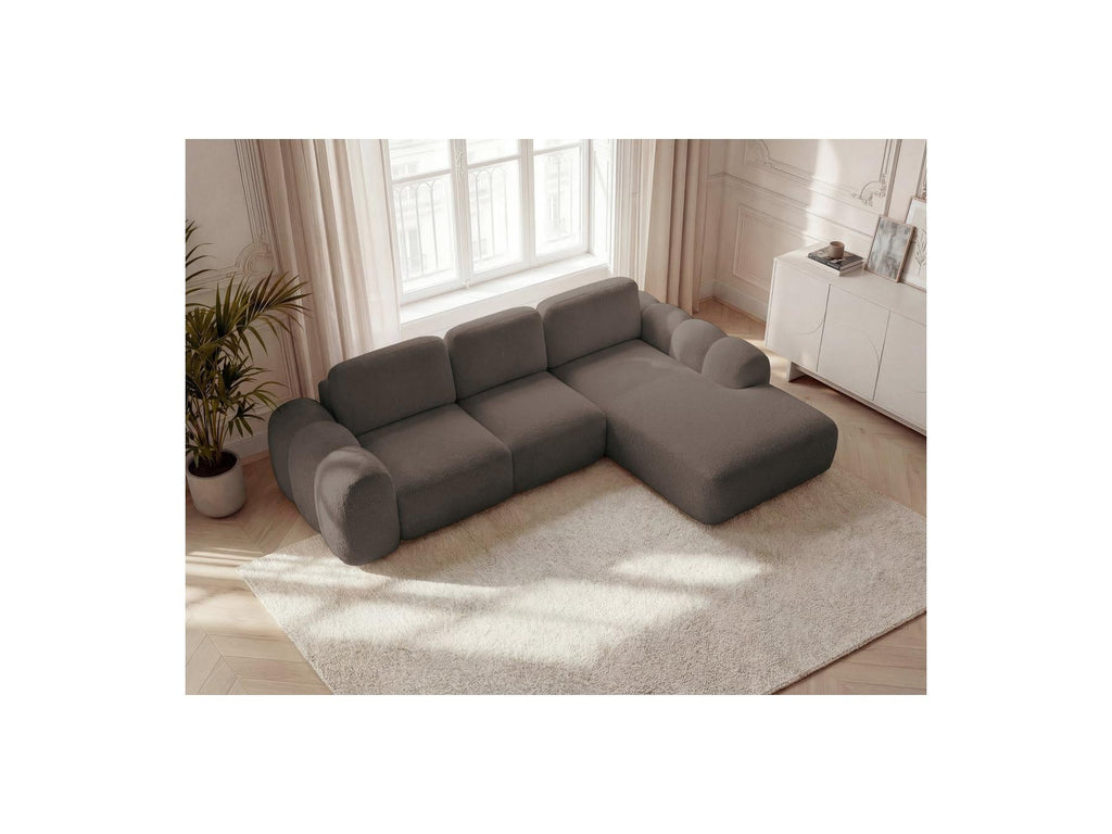 Montaigne - Canapé D'Angle Convertible Coffre Grande Méridienne - Tissu Bouclette - Angle Droit