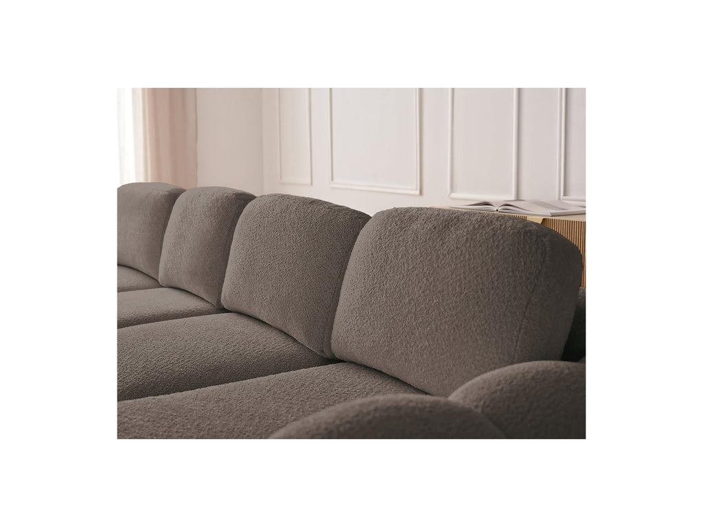 Montaigne - Canapé D'Angle Convertible Coffre Grande Méridienne - Tissu Bouclette - Angle Droit