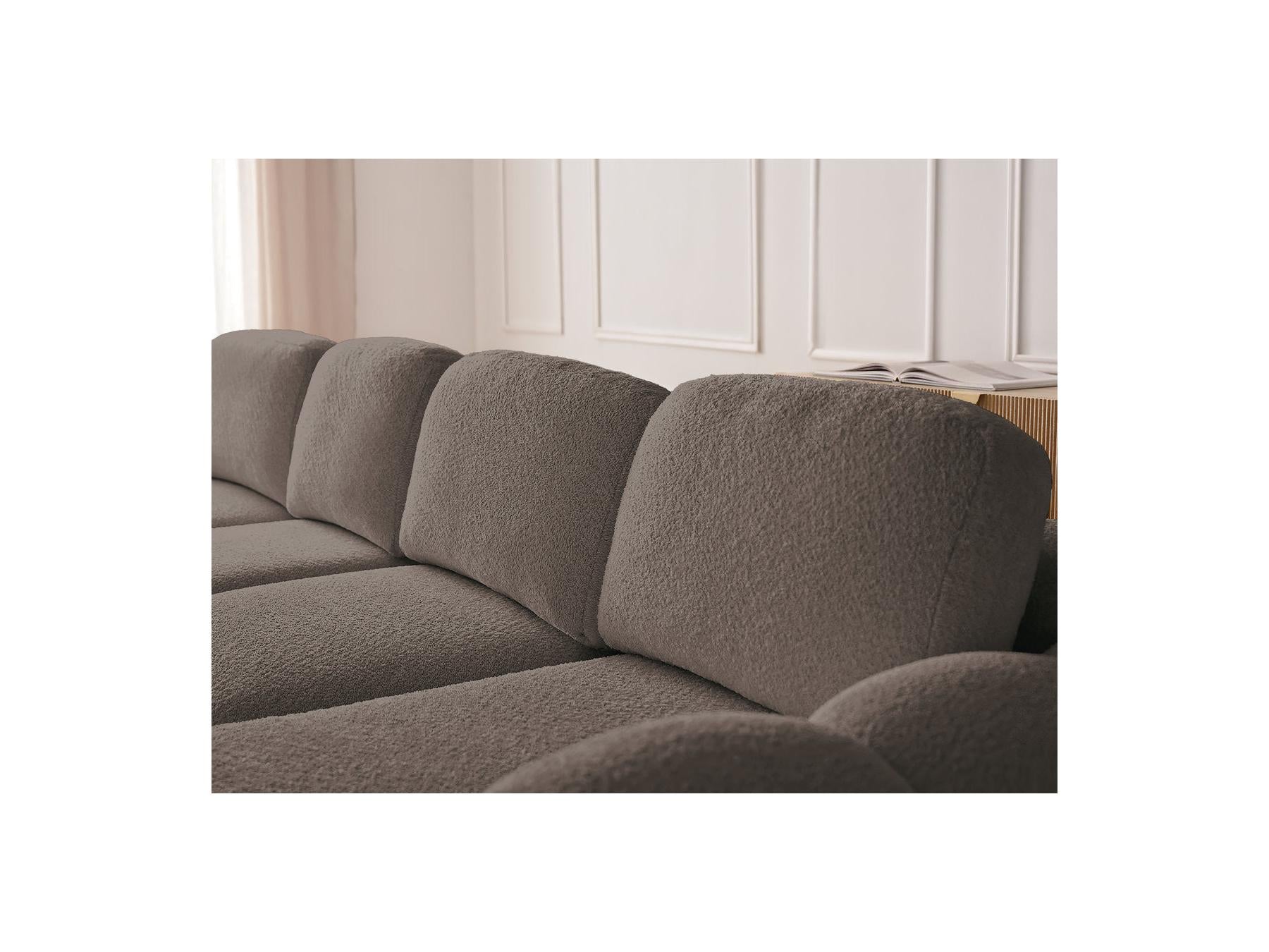Montaigne - Canapé D'Angle Convertible Coffre Grande Méridienne - Tissu Bouclette - Angle Droit