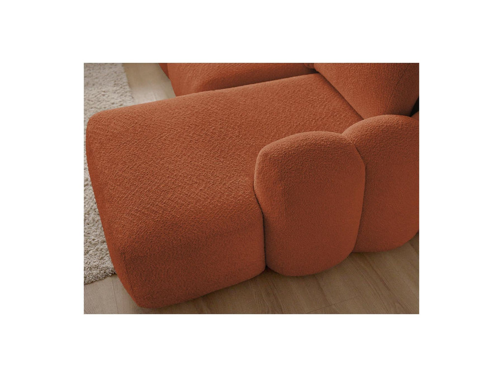 Montaigne - Canapé D'Angle Convertible Coffre Grande Méridienne - Tissu Bouclette - Angle Droit